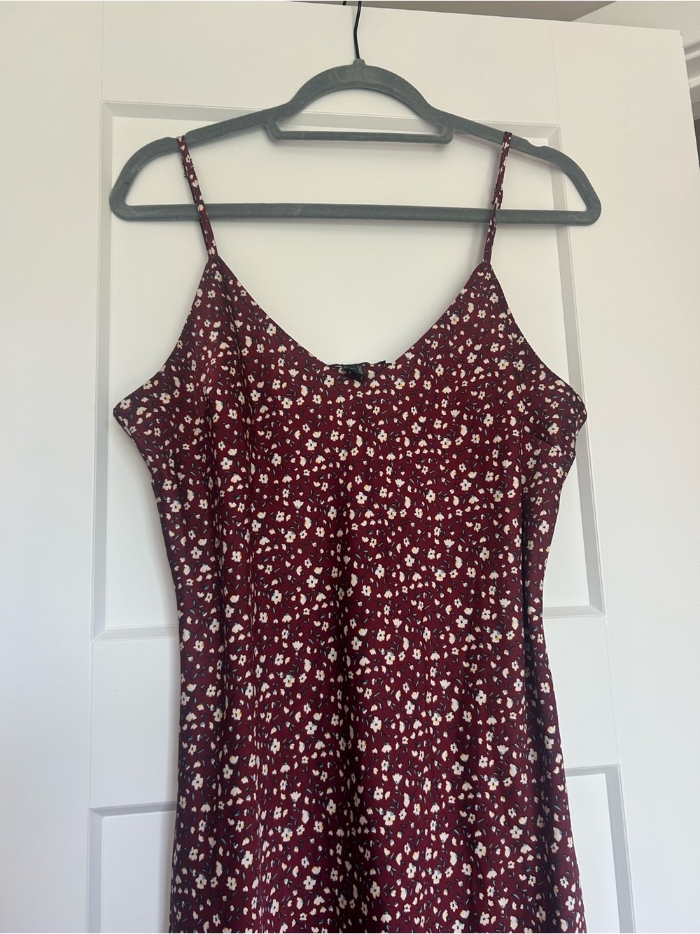 Women's Burgundy Floral Slip Dress - Picture 2 of 9